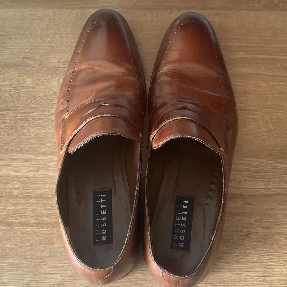 Fratelli Rossetti Men's Tan Leather Slip-Ons - Picture 2 of 7